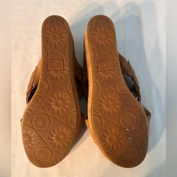 Ugg Lilah Brown Suede & Cork Wedges Boho Casual Soft & Comfy Size 9 - Picture 4 of 12
